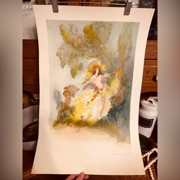 Other - VTG original lithograph “Nymph and Young Satyr” Amandine Doré Elegant numbered